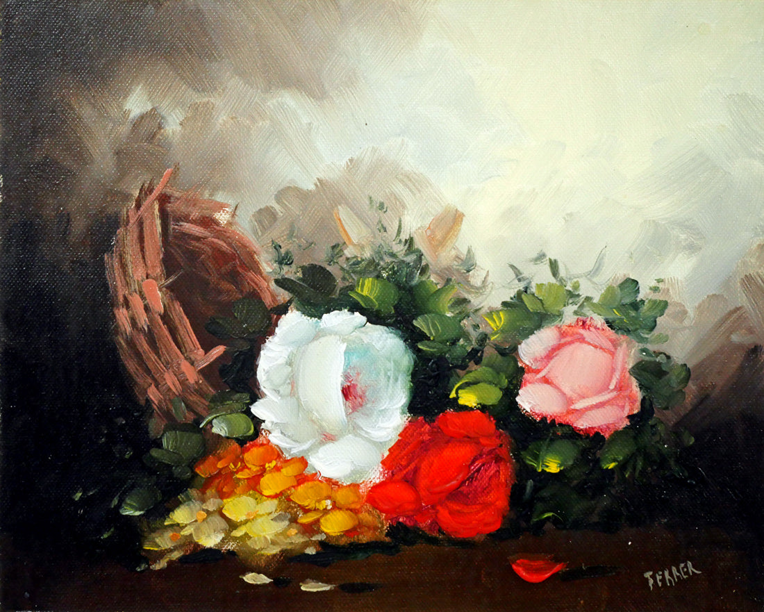 FERRER「薔薇」油絵・F3号 絵画買取・販売の小竹美術