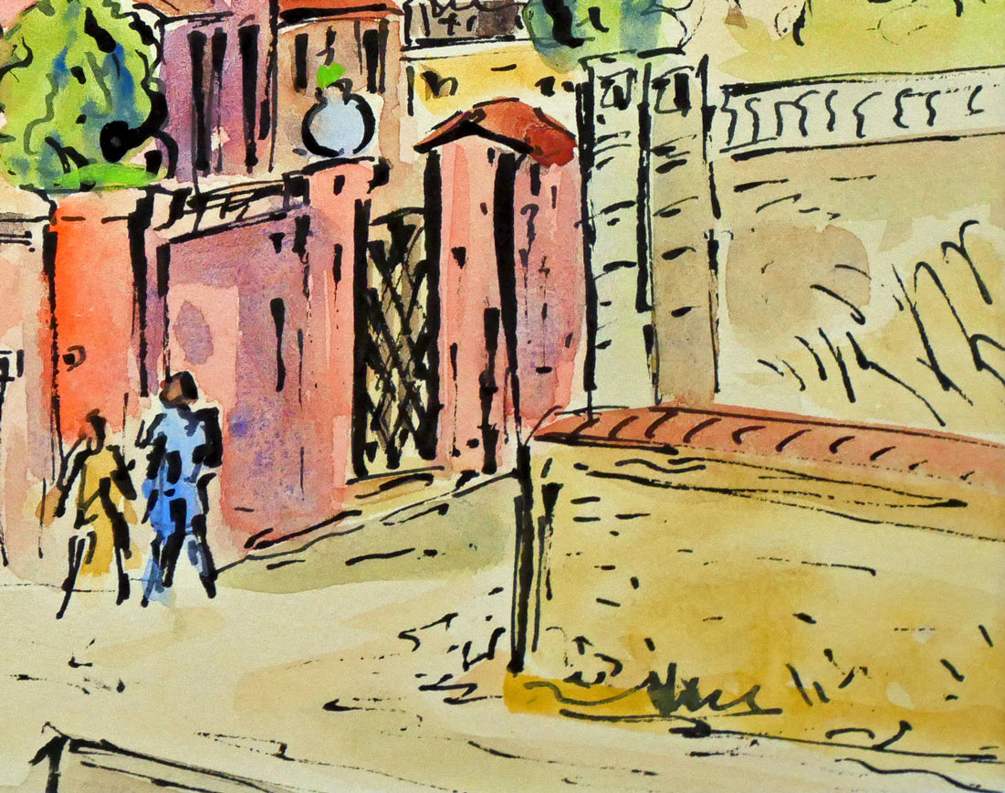 作者不明「南佛スケッチ バンドールの家」水彩画（14.4×20.5cm） 絵画