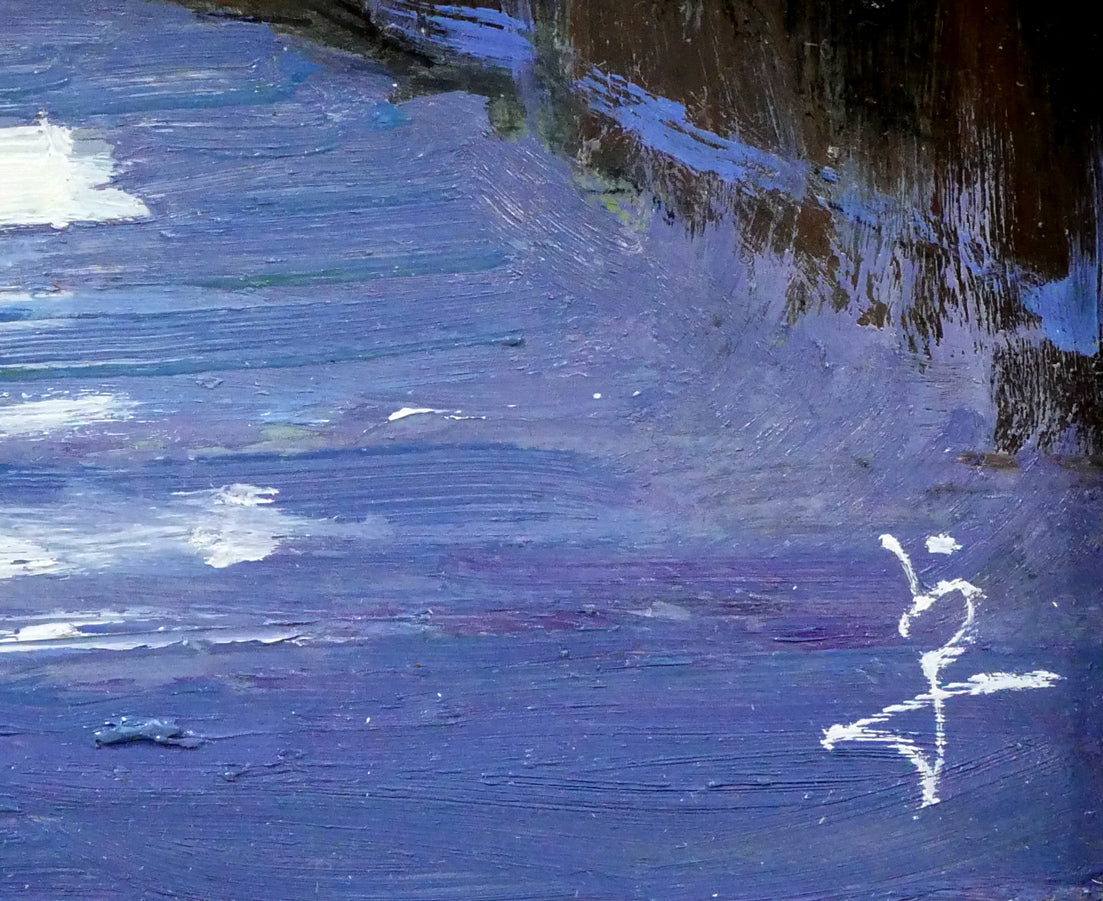 長岡卓「竹林の木漏れ日（京都嵯峨野）」油絵・F4号 絵画買取・販売の