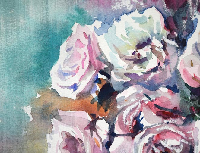 酒井芳元「薔薇」水彩画・3号 絵画買取・販売の小竹美術