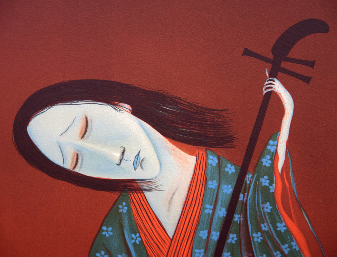 斎藤真一「津軽哀歌 赫い陽」リトグラフ 絵画買取・販売の小竹美術