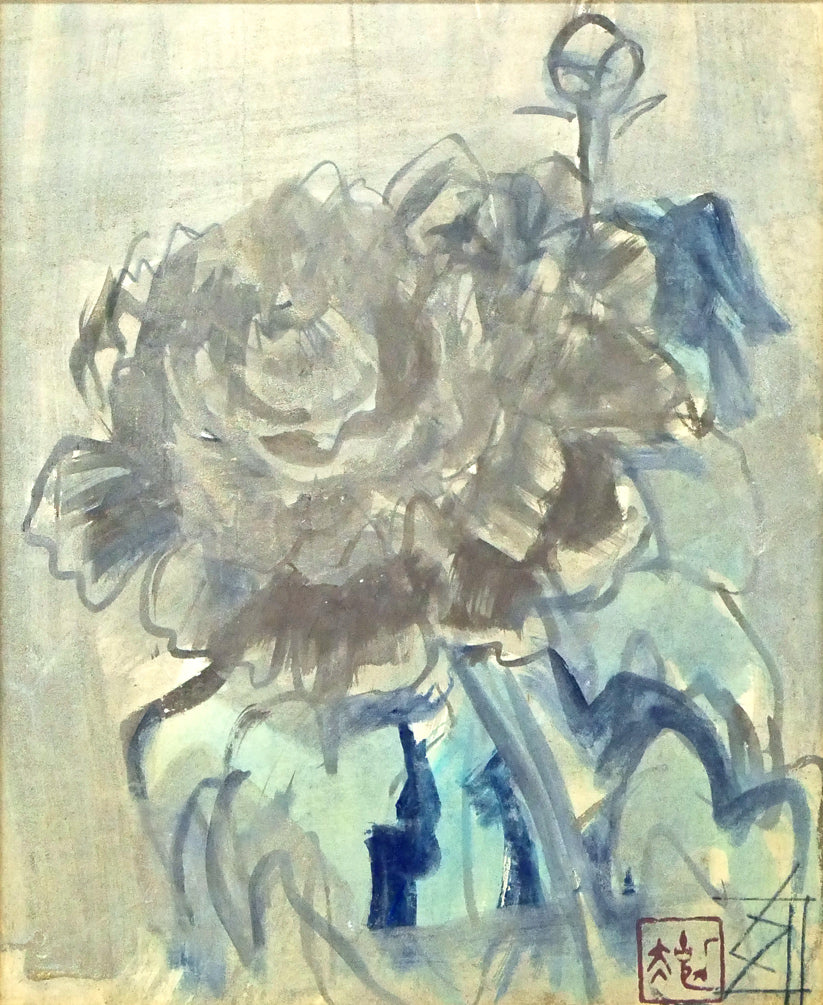 須田剋太「牡丹」グワッシュ（水彩画）・6号小 絵画買取・販売の小竹美術