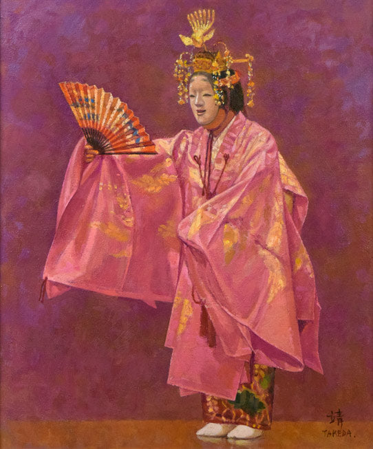武田靖夫「能・羽衣」油絵・F8号 絵画買取・販売の小竹美術
