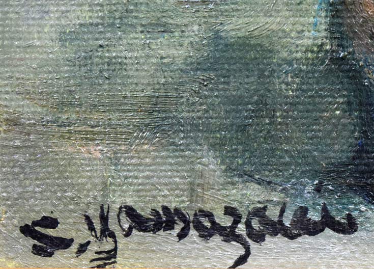 山崎翠祥「薔薇（木製額）」油絵・SM 絵画買取・販売の小竹美術