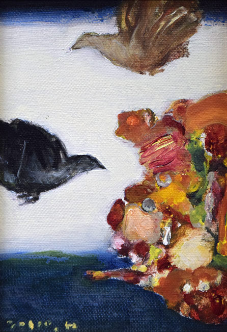 亀山良雄「花・鳥」油絵・SM 絵画買取・販売の小竹美術