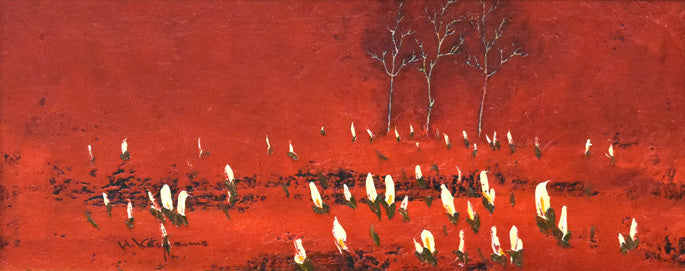 片山弘明「湿原（水芭蕉）」油絵・変形12号 絵画買取・販売の小竹美術