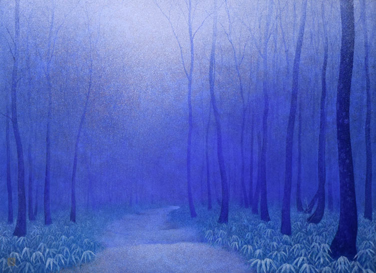 佐々木裕而「霧氷橅小径」日本画・P20号 絵画買取・販売の小竹美術