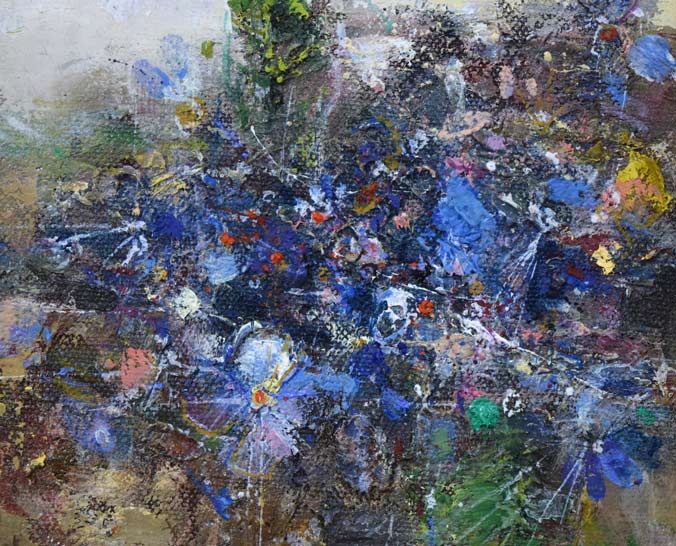 笹山峻弘[俊弘]「青い花」油絵・SM 絵画買取・販売の小竹美術