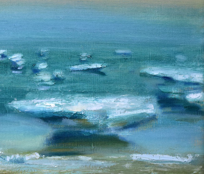 鷲見憲治「白い砂浜」油絵・F10号 絵画買取・販売の小竹美術