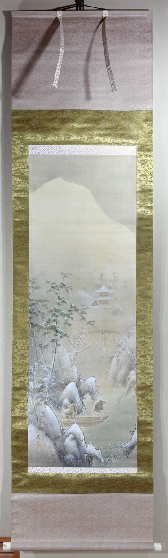 真作】伊東深水肉筆最高軸先美人画共箱本物保証塗り二重箱入