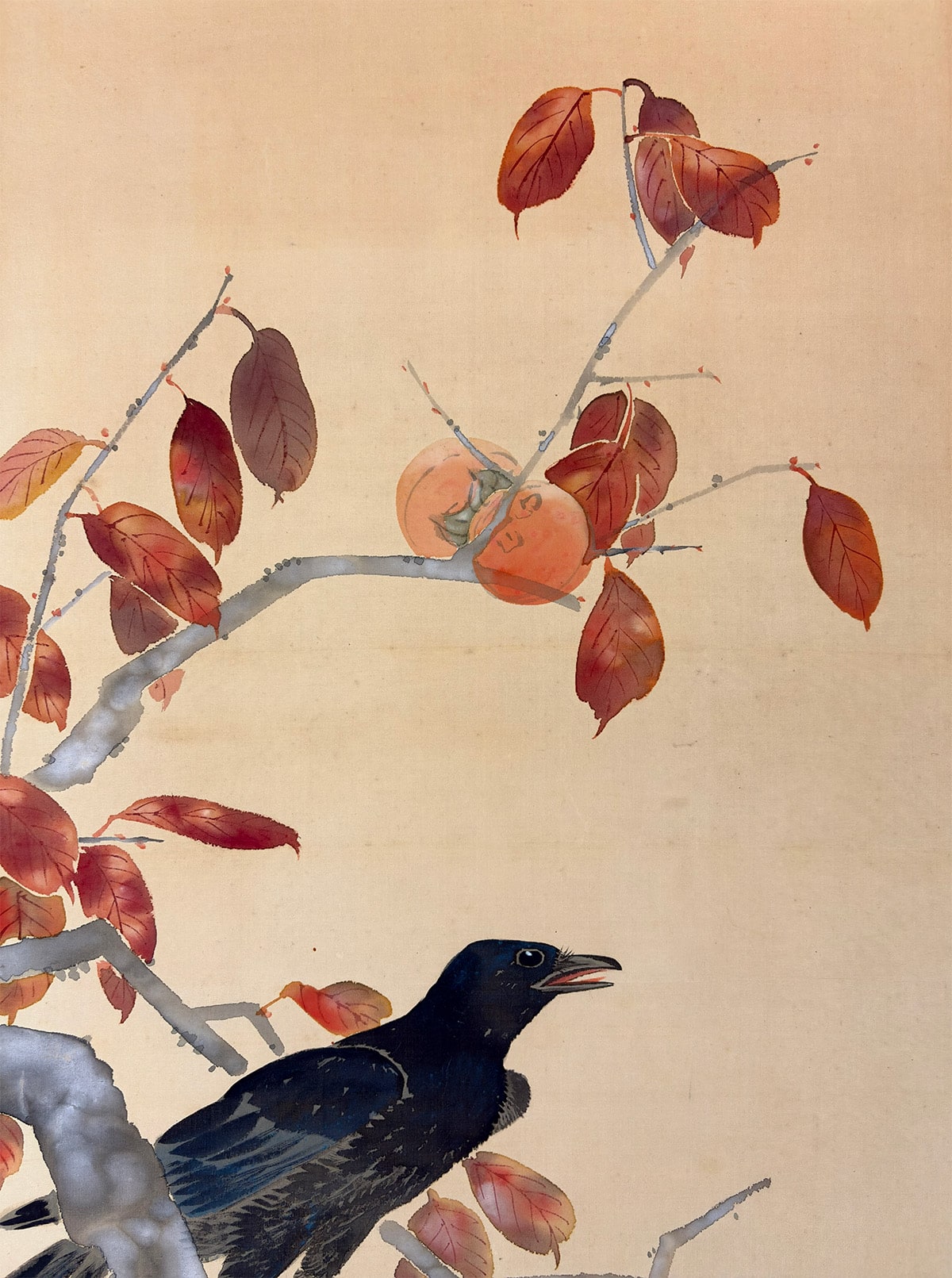 柿に鳥｜新・古美術 高美堂（こうびどう）｜掛軸販売・通販・買取