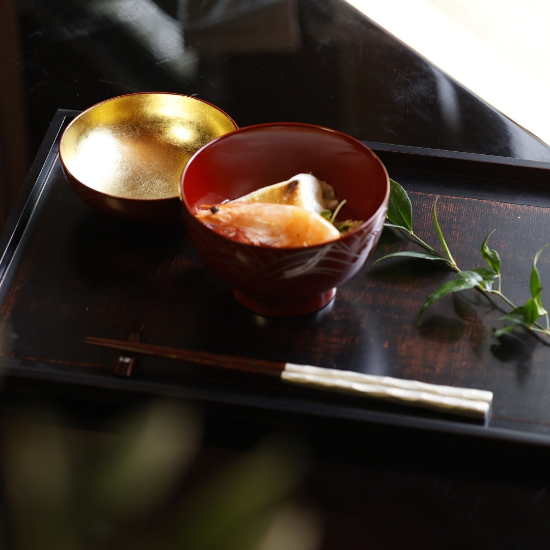 越前塗 布かすみ 長角膳 – 漆器 高翆