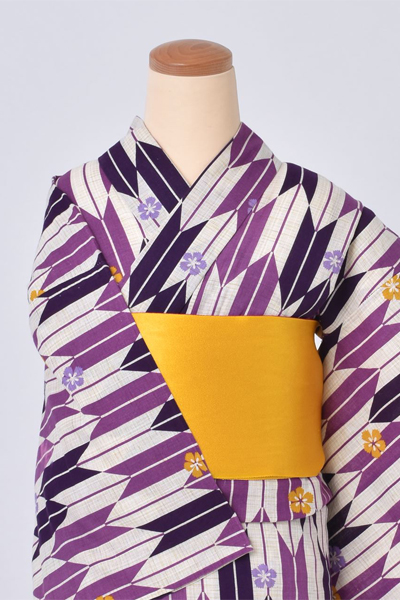 浴衣（紫×矢羽）｜着物レンタルあき (来店着付け無料・全国配送無料)