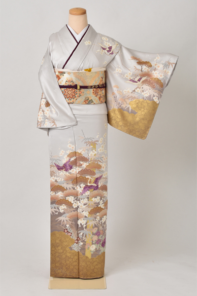 訪問着［鶴と金彩と刺繍］｜着物レンタルあき (来店着付け無料・全国
