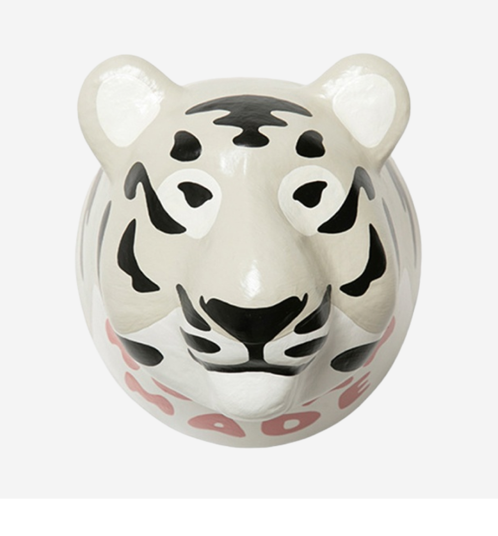 휴먼 메이드 타이거 트로피 페이퍼 마쉐 디스플레이 화이트 | Human