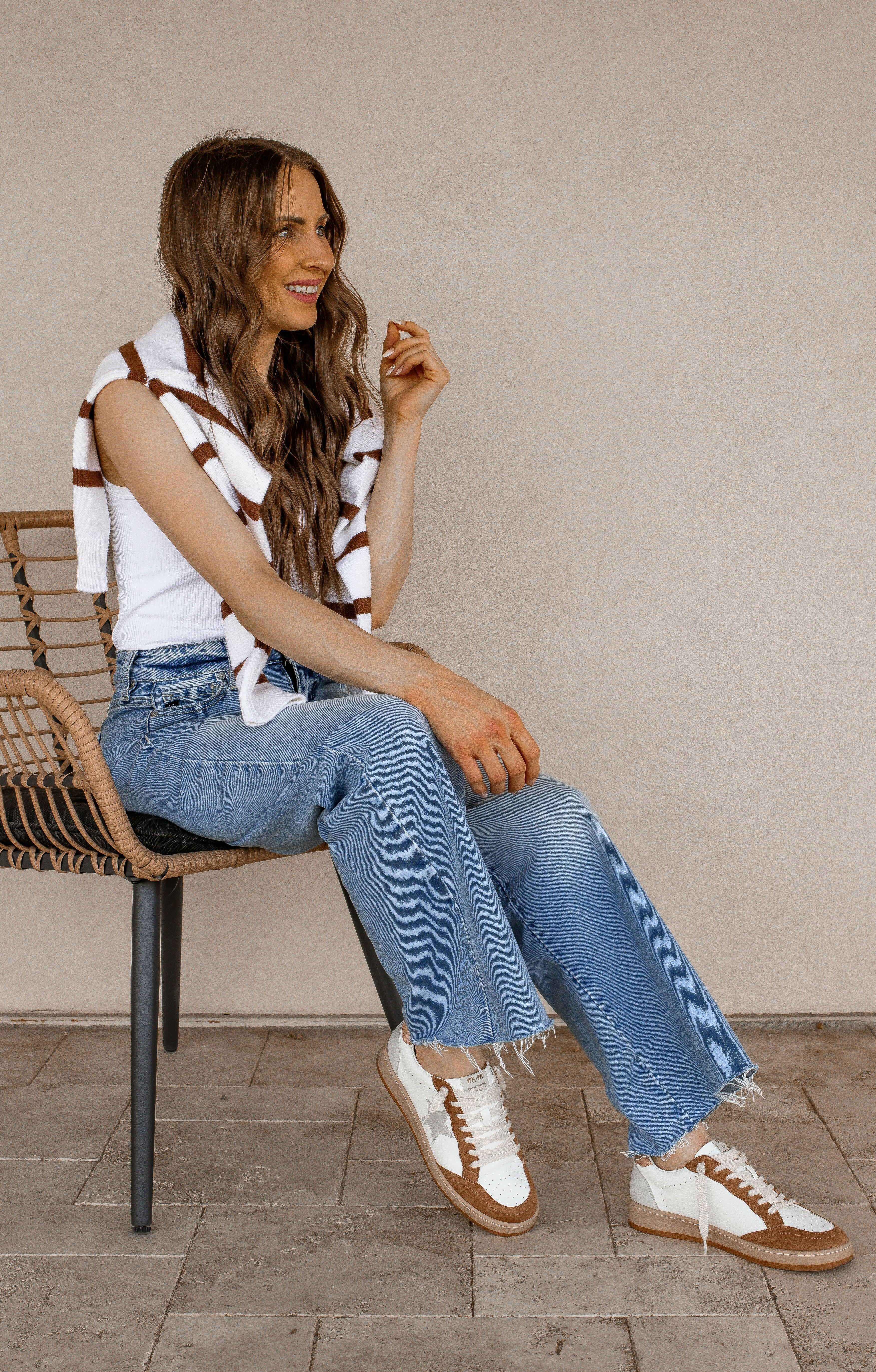 Taupe Vintage Vibe Star Sneakers with Glitter Star