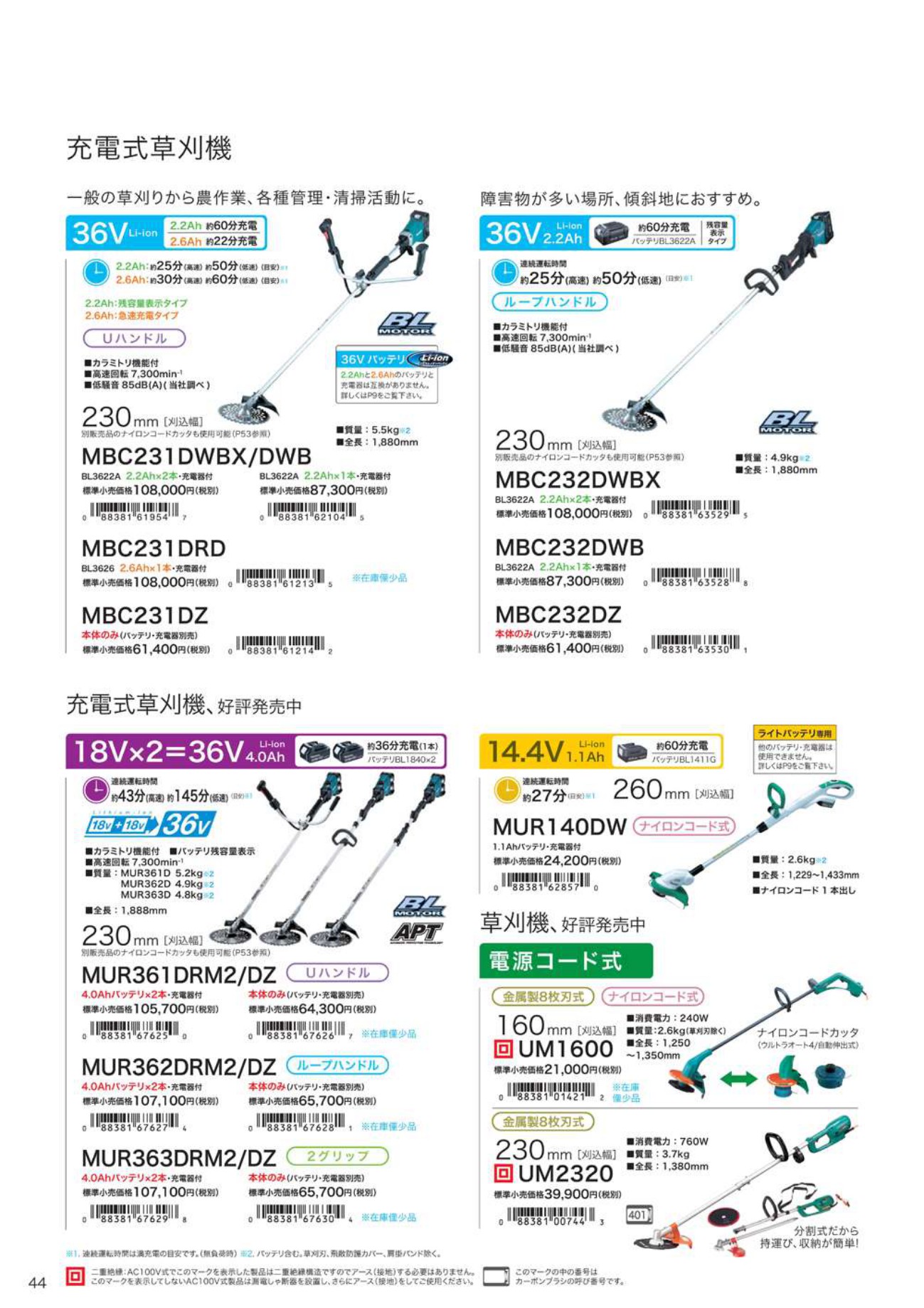 マキタ スプリット式エンジン刈払機25.4mL MEX2650LHM テンション