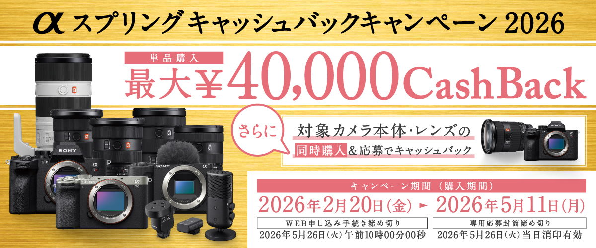 ソニーα7RV・α7IV：4万円、α7CR・α7CII：2万円、レンズ最大1万円