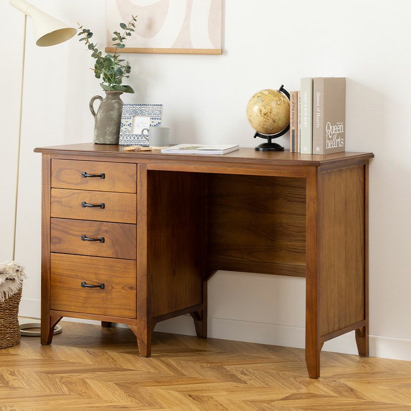 幅90cm パソコンデスク 引き出し付き 木製 机 コンパクト リモート