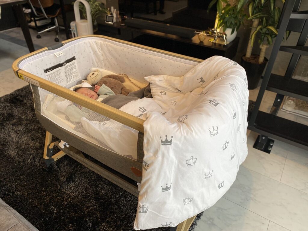 HZDMJベビーベッド(ベージュ)&IKEAのサイドポケット HZDMJベビーベッド