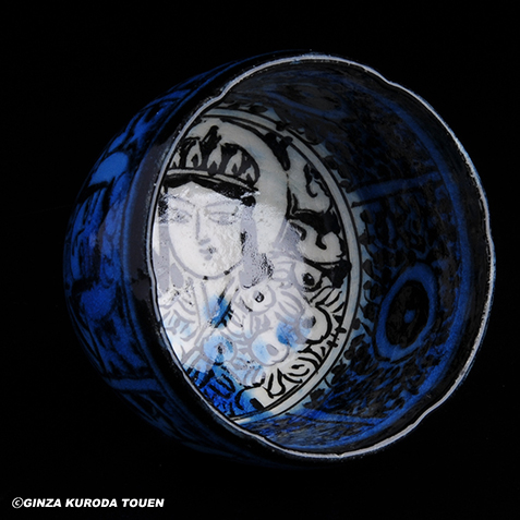 加藤卓男 青釉胡姫文酒杯 | 銀座 黒田陶苑