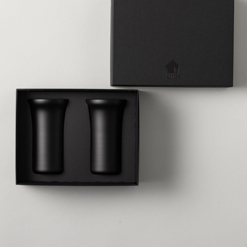 江戸の薄硝子 グラスタンブラー M ブラックマット ペアセット 黒箱入り