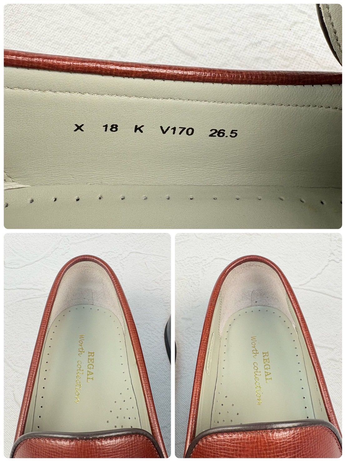 美品】REGAL リーガル コブラヴァンプ ローファー シボ革 茶 26 / 26.5