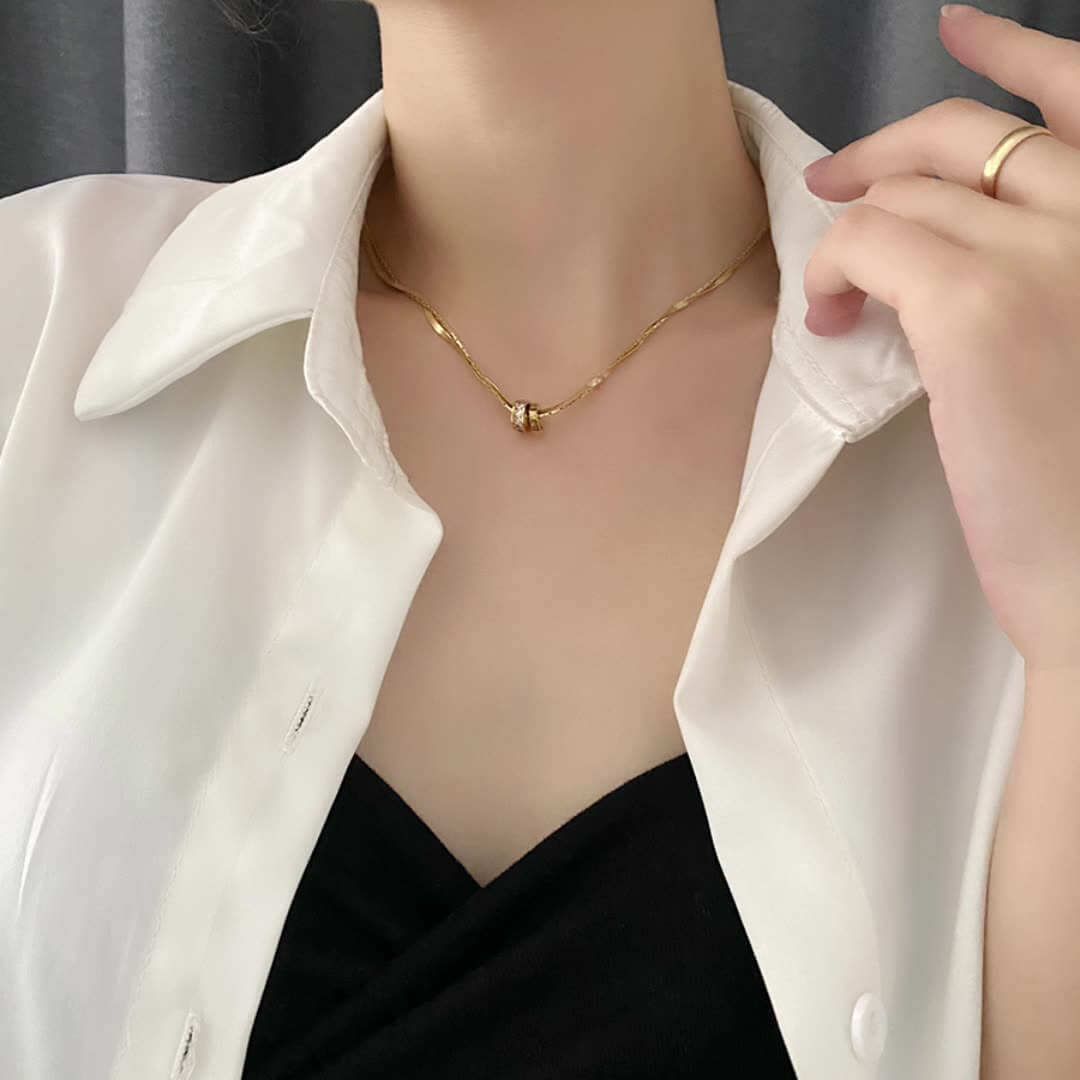 リングチャームダブルチェーンネックレス – L LABEL