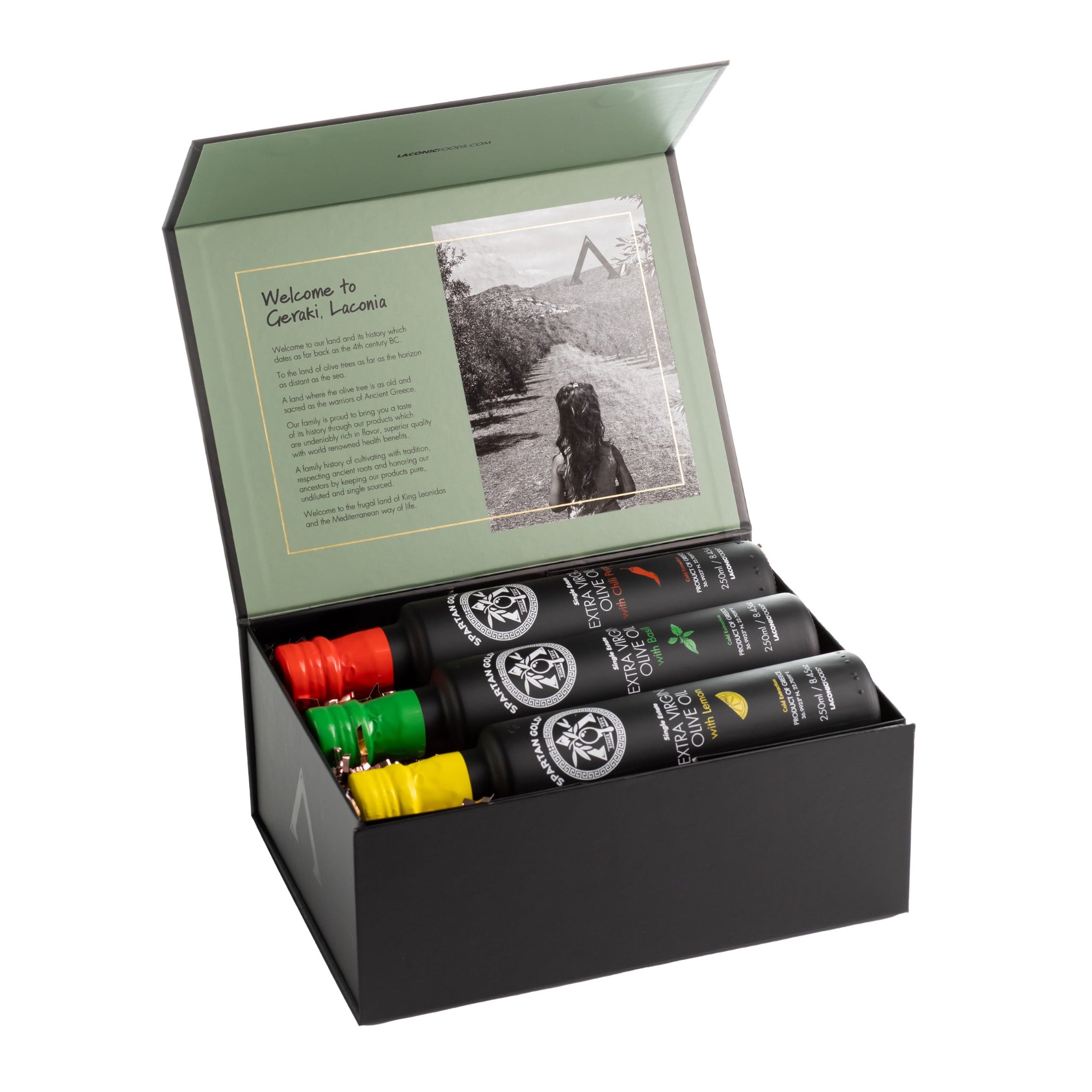 Olive Oil Trio Gift Box | 3×250ml Classic & Infused EVOO + Pourer