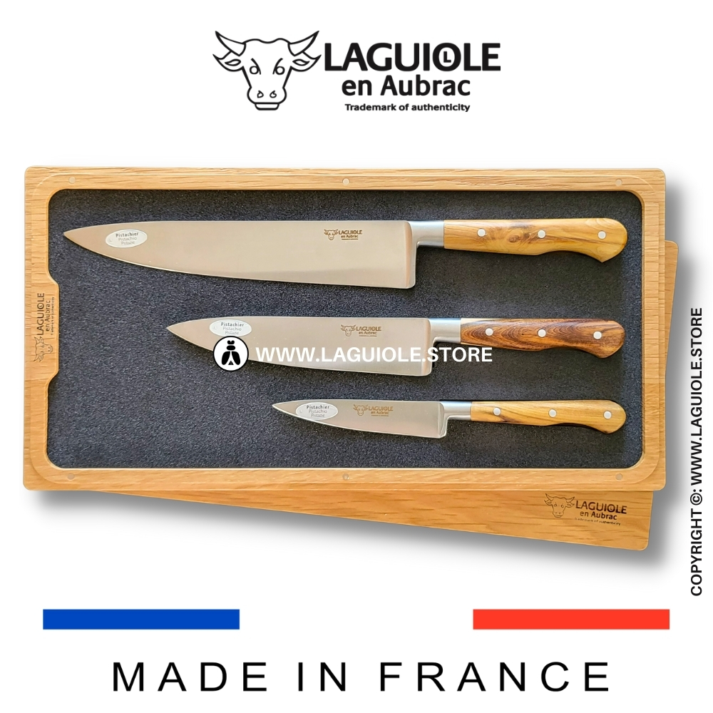 Classic Laguiole Kitchen Knife Set - Pistachio wood handles