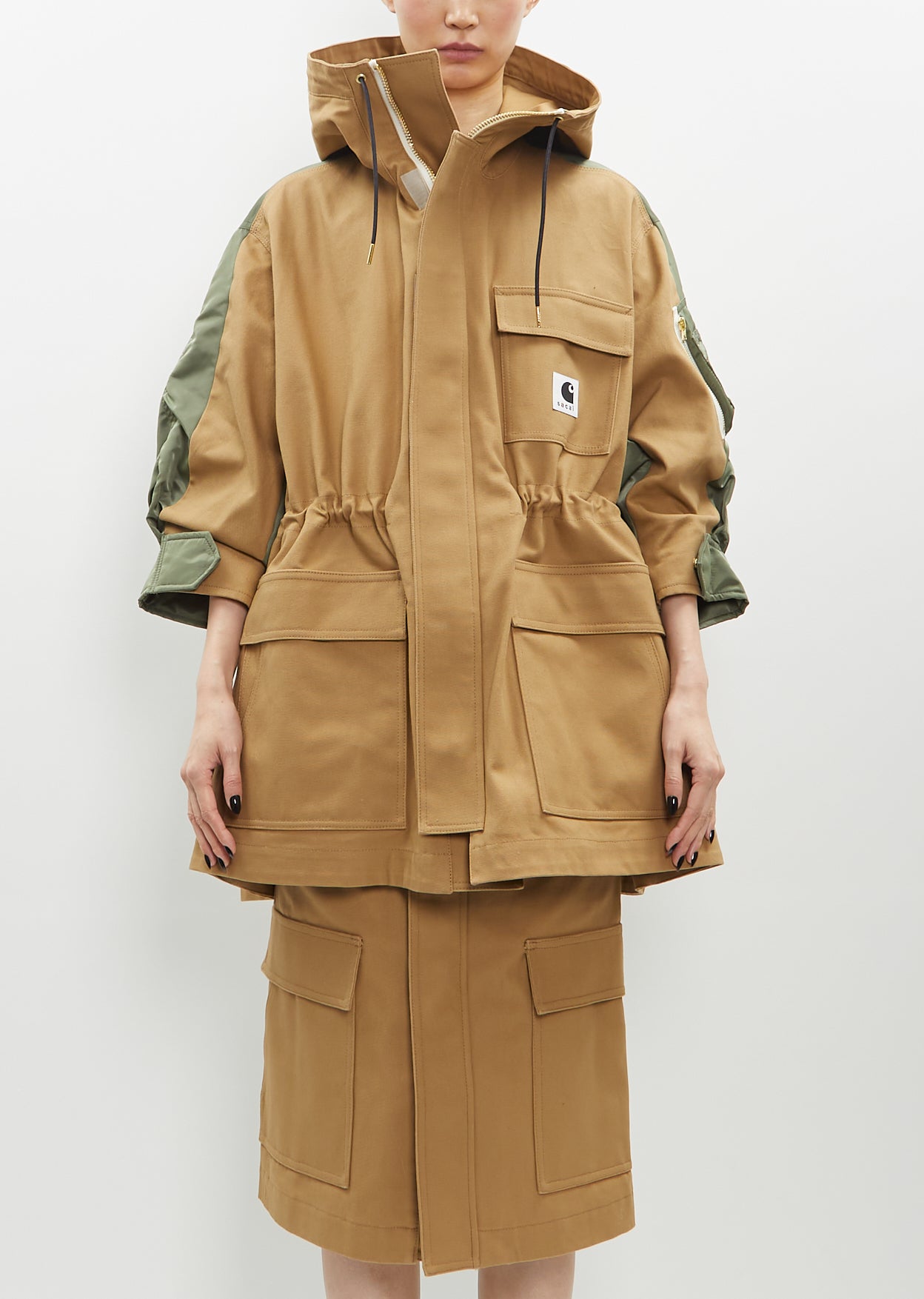 Duck x Nylon Twill Coat — Beige x Khaki – La Garçonne