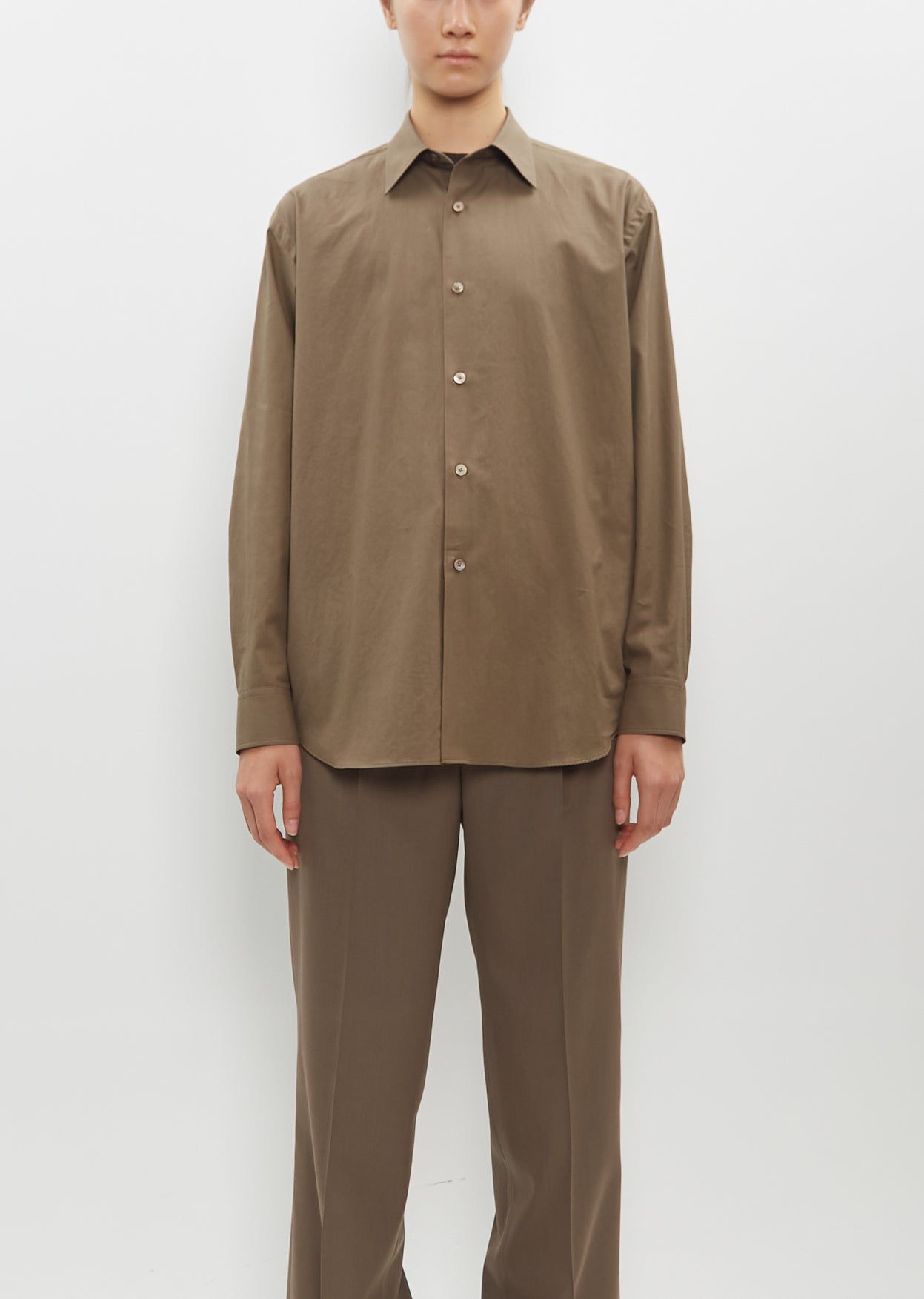 Washed Finx Twill Shirt — Brown – La Garçonne