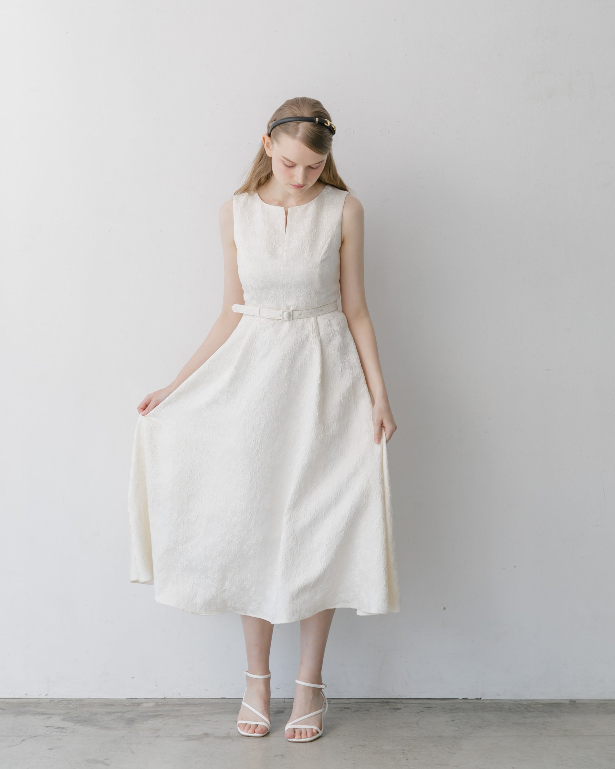 ノースリーブジャガードフレアワンピース – La lune