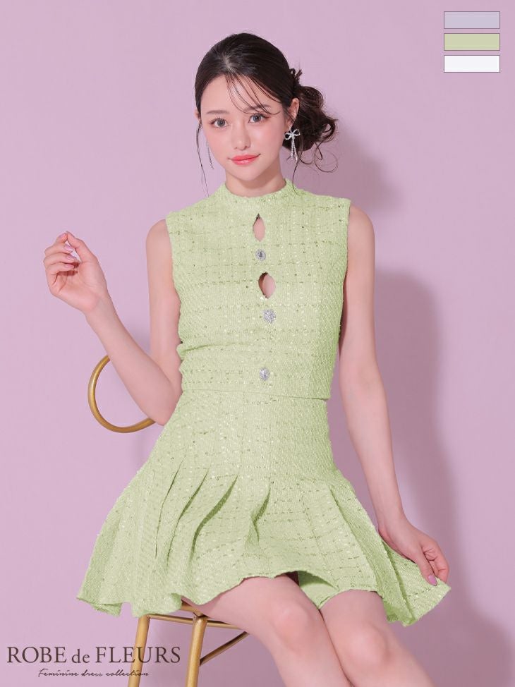 SALE【ROBEdeFLEURS/ローブドフルール】サマー ツイードドットチュール