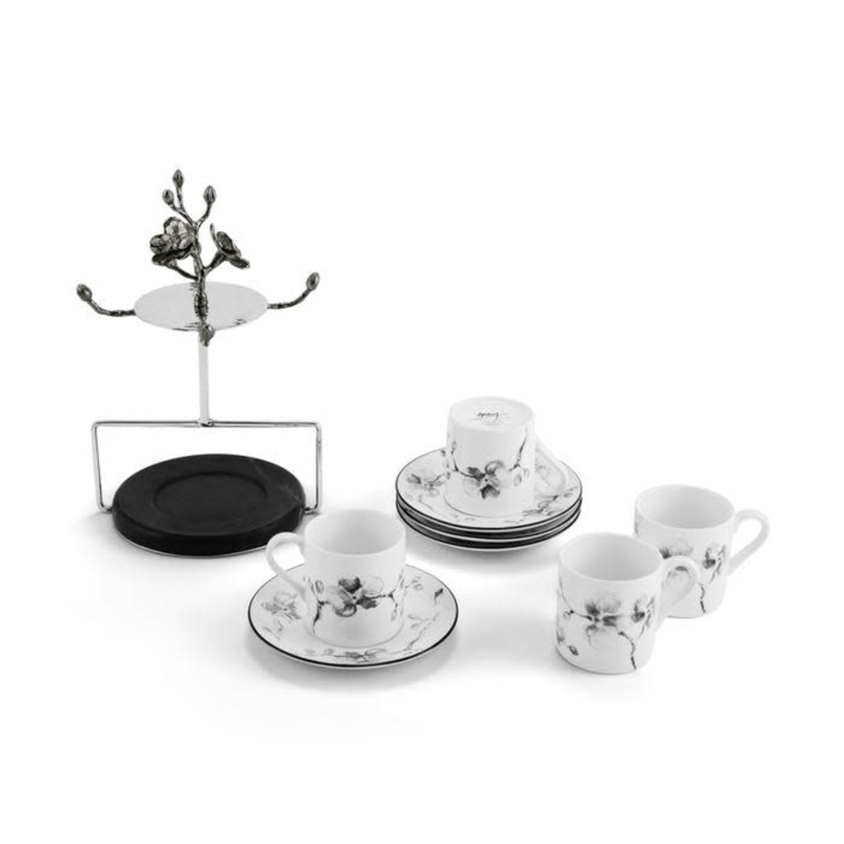 Black Orchid Demitasse Set & Stand – La Perla Home