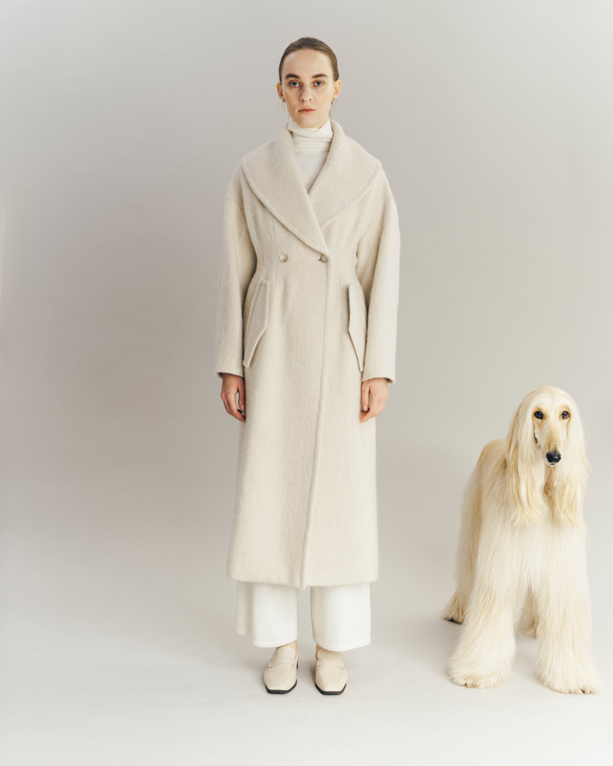 再入荷】Cape collar Narrow line coat – L'AUBE BLANC