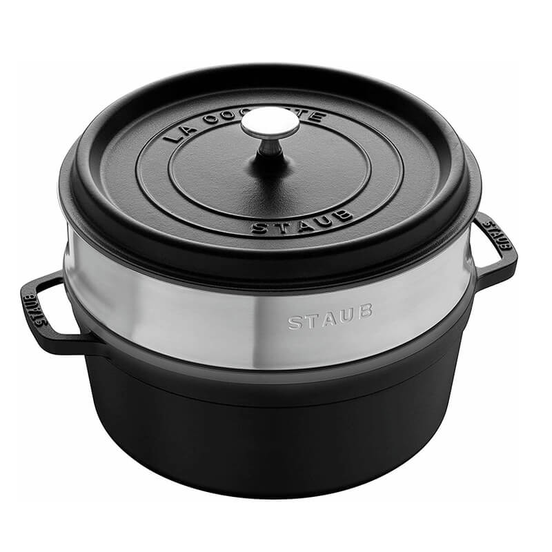 Staub Cocotte tonda con vaporiera 26 cm nero – Le Gioie