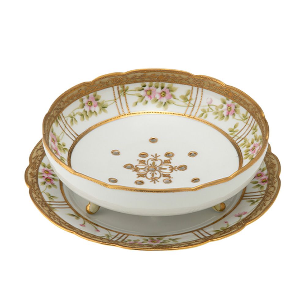 1点限り】オールドノリタケ 金点盛り 小薔薇 葡萄文 ミニボウル 花型