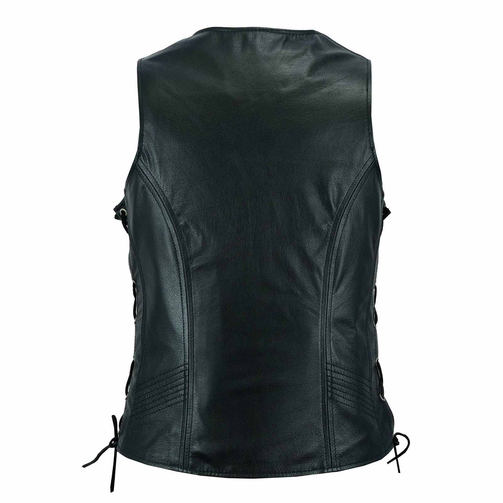 Shop Ladies Black Buffalo Leather Vest – Stylish Women's Biker