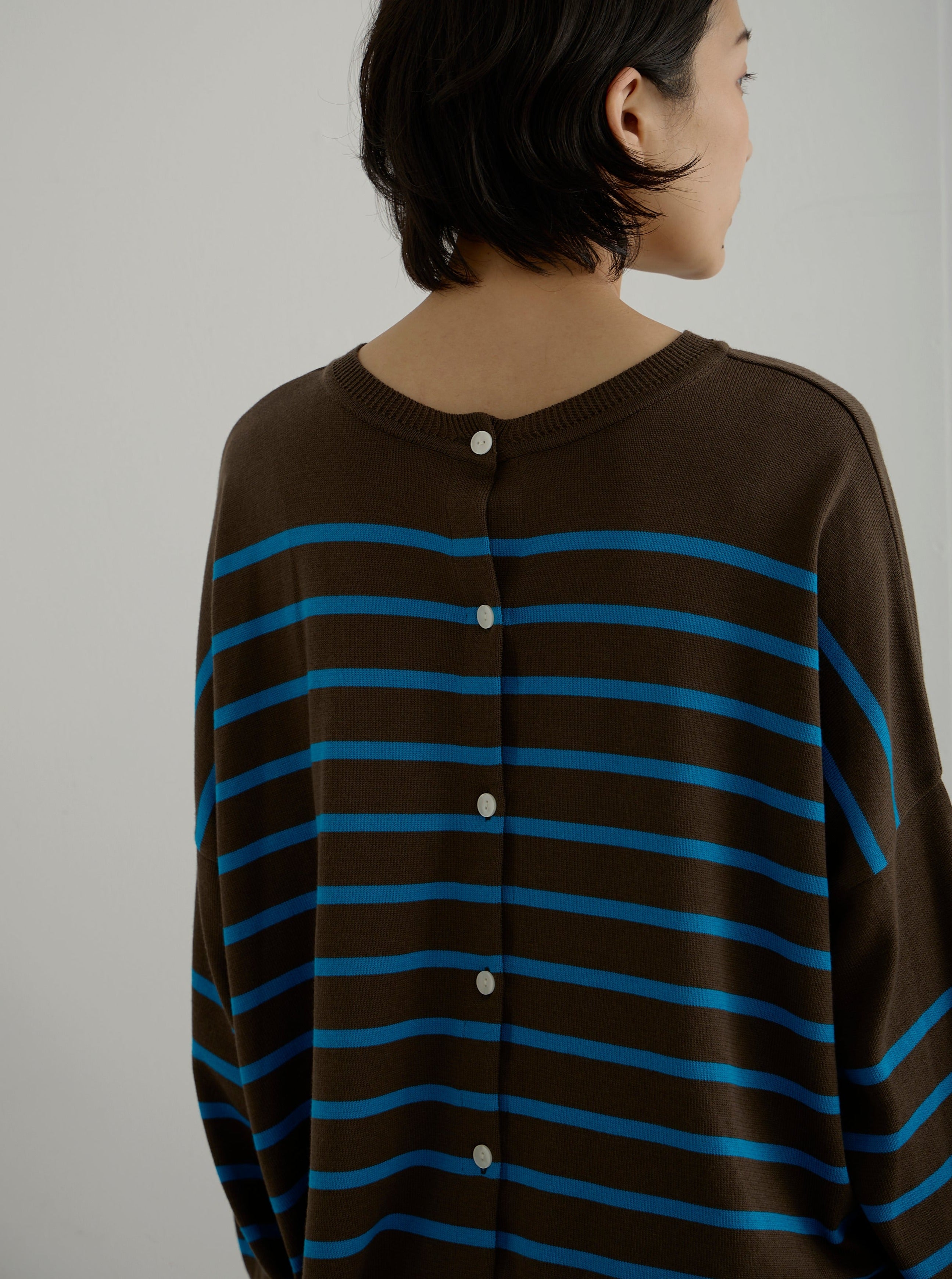 lelill レリル 【日本製】2WAYワイドボーダーカーディガン