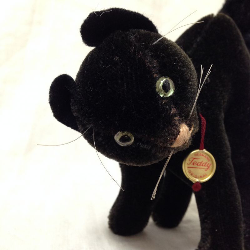 ぬいぐるみ 黒猫 ハーマン Hermann 水色リボン jouet・おもちゃ