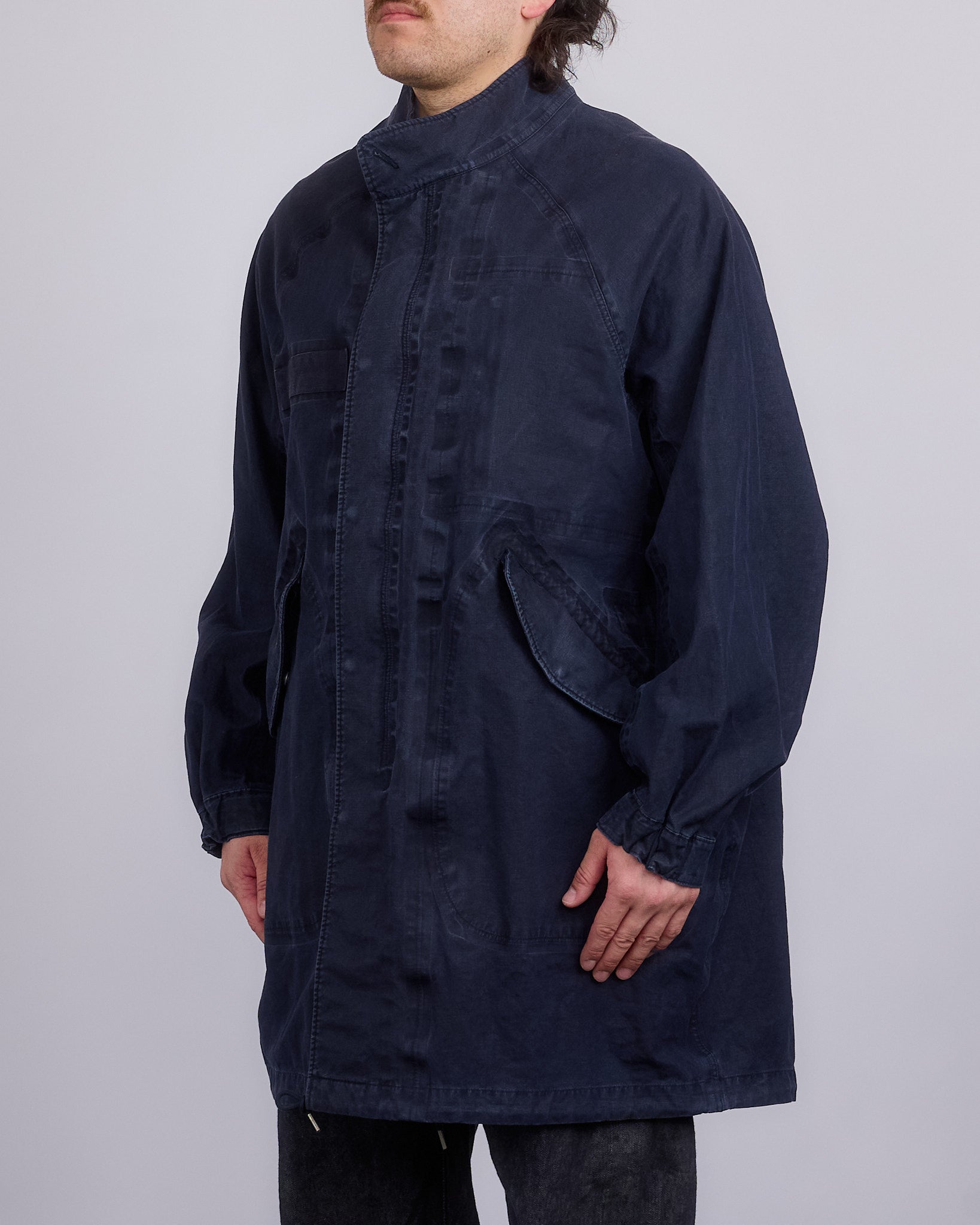 visvim Six-Five Parka 3L DMGD Navy – LESS 17