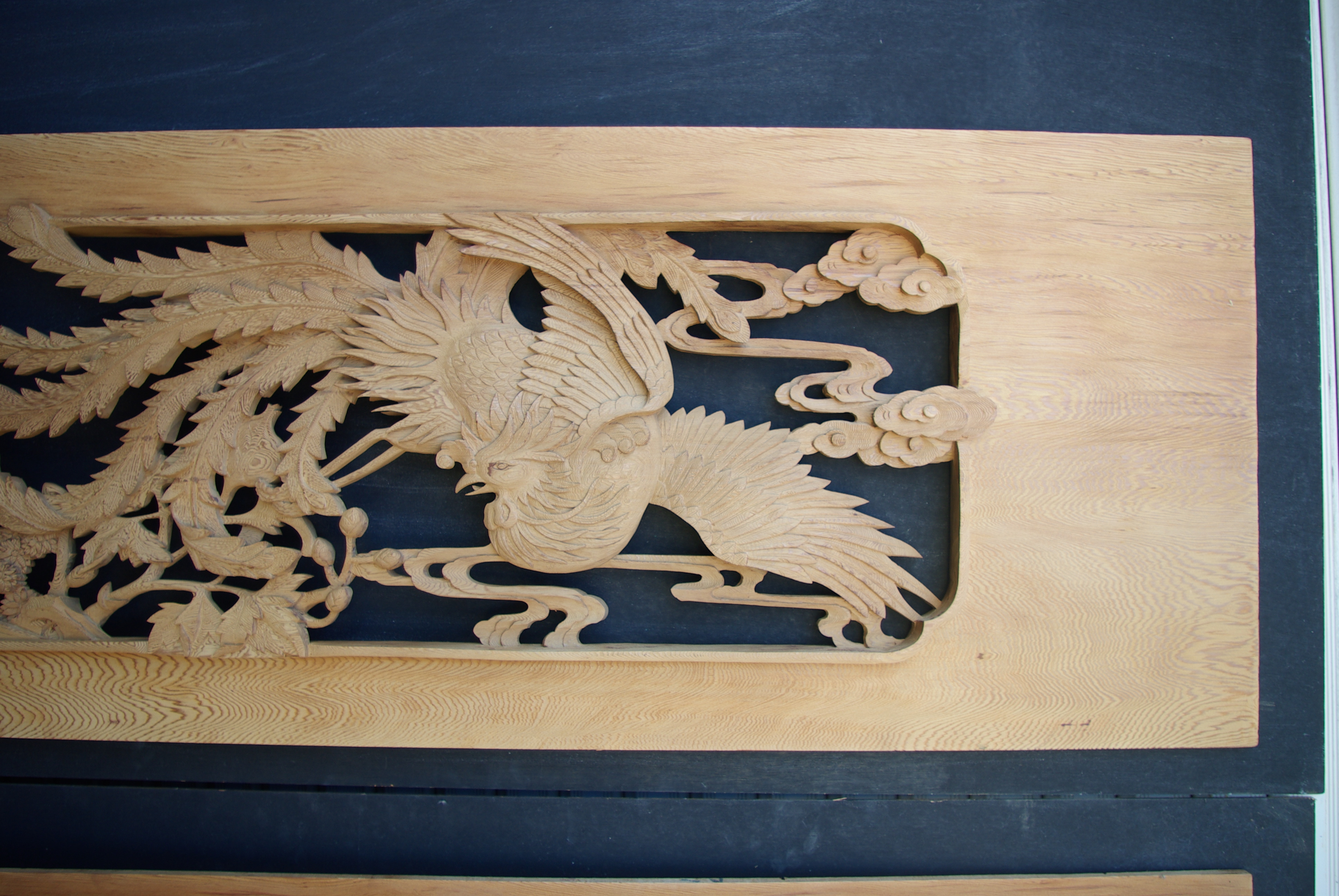 彫刻欄間の高原銘木店 ＞ 6尺×1尺8寸×1.5寸 ＞ 鳳凰 6尺×1尺8寸×1.5寸