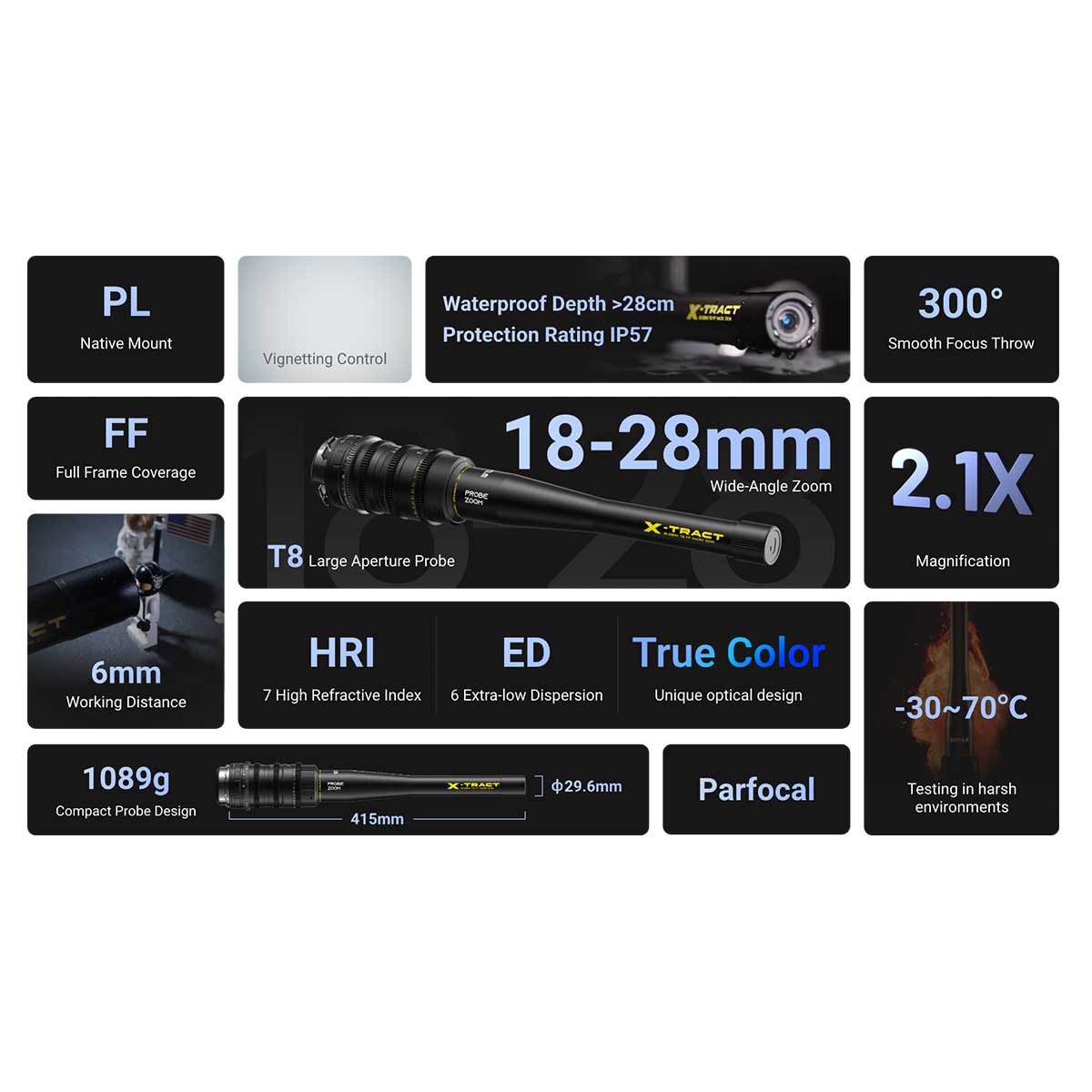 DZOFILM X-Tract Probe Zoom 18-28mm T8 0°仕様 (PL) - LIGHT UP RENTAL