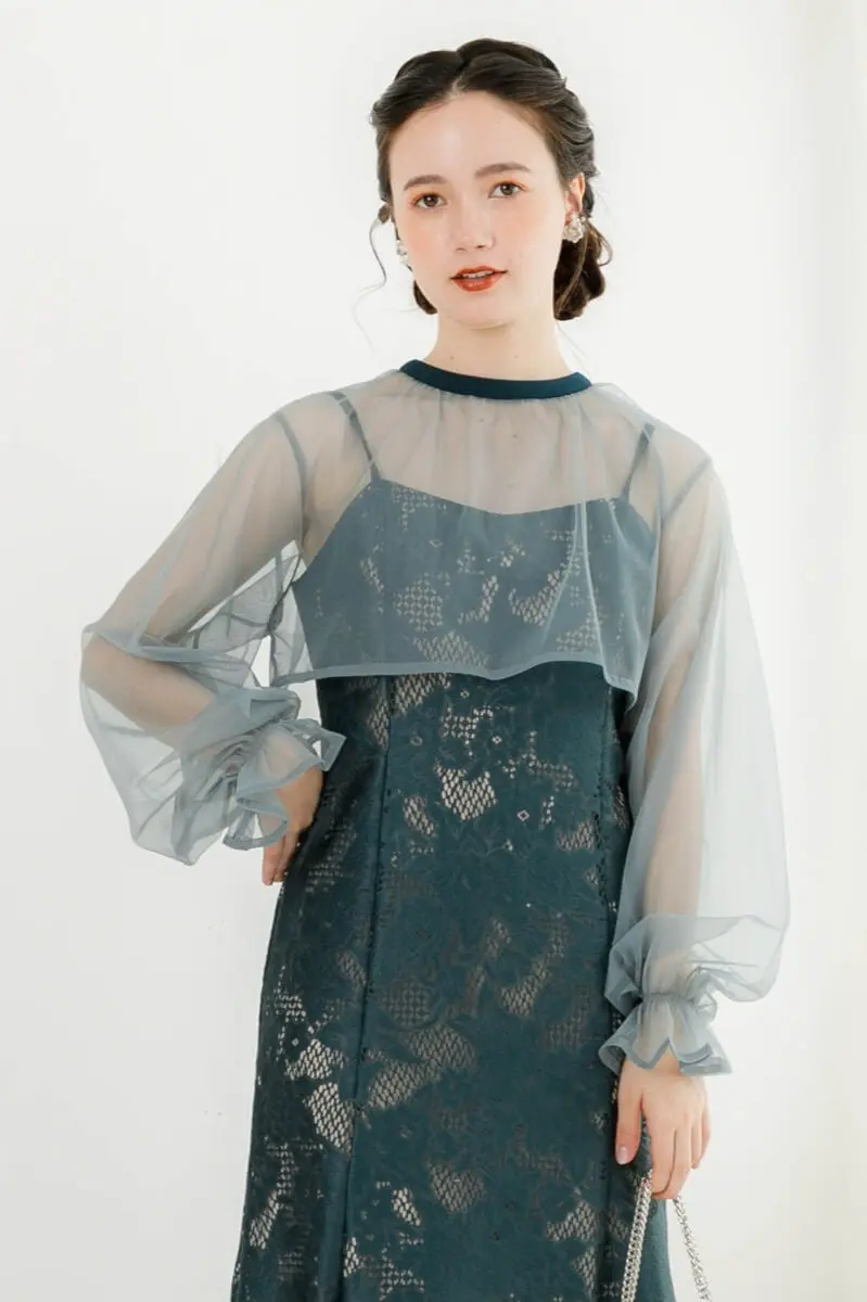 アンティークミントのチュールブラウス付きドレス | Dorry doll | M
