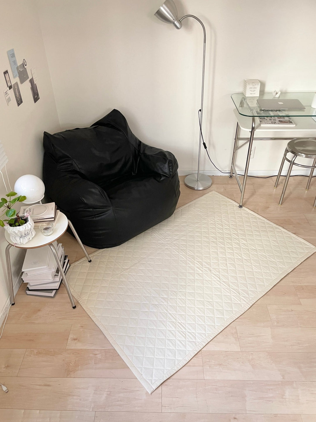 軽くて洗える綿100%キルトラグ『air rug』強力滑り止め ホット