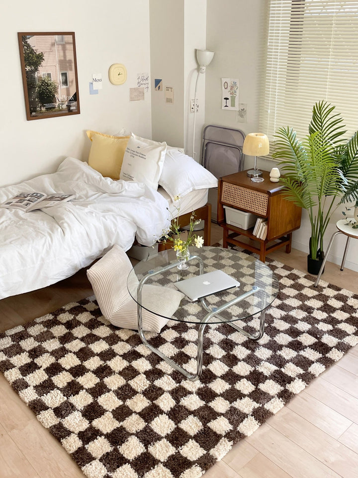 moroccan チェッカーラグ｜カーペット かわいい 韓国インテリア