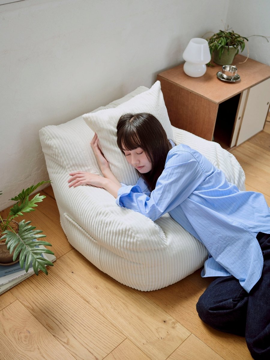 LOOSY 1人掛けビーズソファ ミニ Ivory 付替カバー｜1人用ソファ