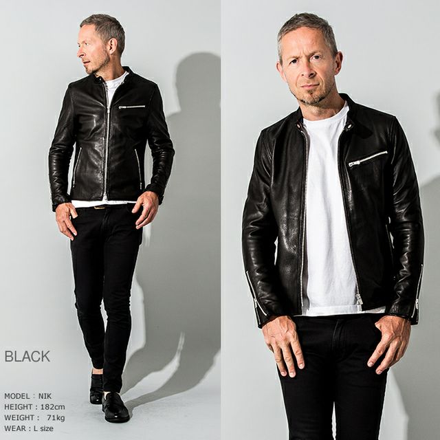 FILLMORE 本革 ディアスキンシングルライダースジャケット メンズ