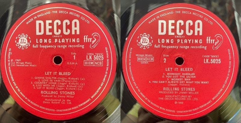 ROCKレコード】 Let It Bleed MONO ''1A/1A'' : CD・レコード 販売